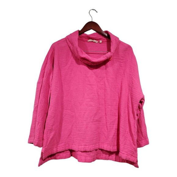 Soft Surroundings Giovinezza Tunic Top Pink Gauze Peasant Boho Slub Cotton Sz XL - Picture 1 of 13